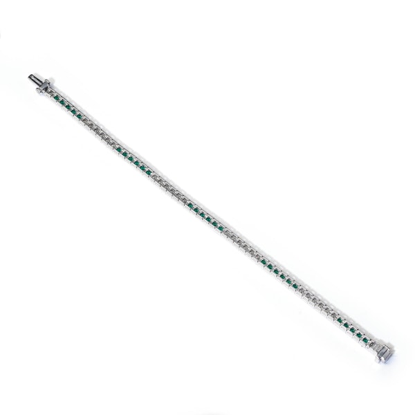 Modern Emerald 4.05ct Diamond 2.53ct and Platinum Line Bracelet - image 3
