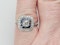 Art deco Asscher cut diamond and sapphire target ring sku 5354 - image 2