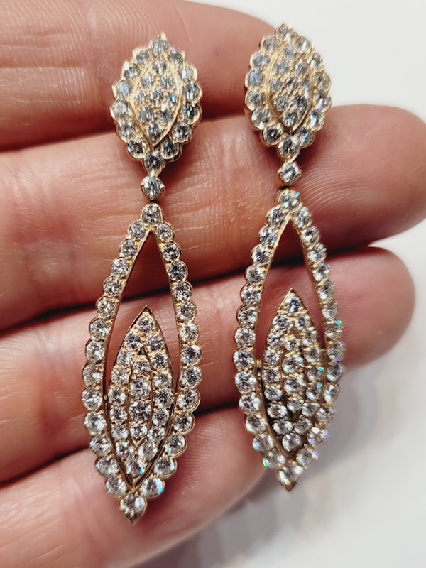 Modern diamond drop earrings sku 5393 DBGEMS - image 2