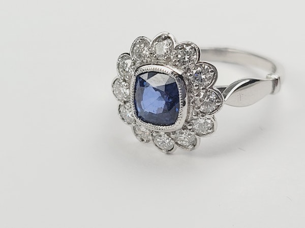Vintage sapphire and diamond cluster engagement ring SKU: 5369  DBGEMS - image 4
