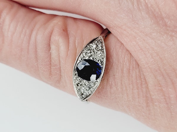 Edwardian sapphire and diamond engagement ring SKU: 5371 DBGEMS - image 2
