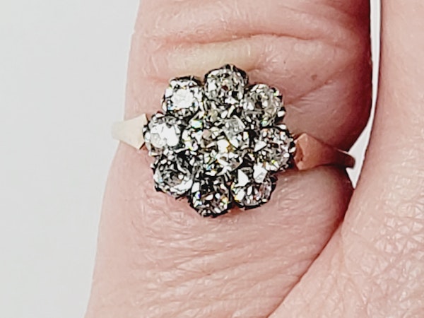 Antique diamond daisy cluster engagement ring SKU: 5347  DBGEMS - image 2