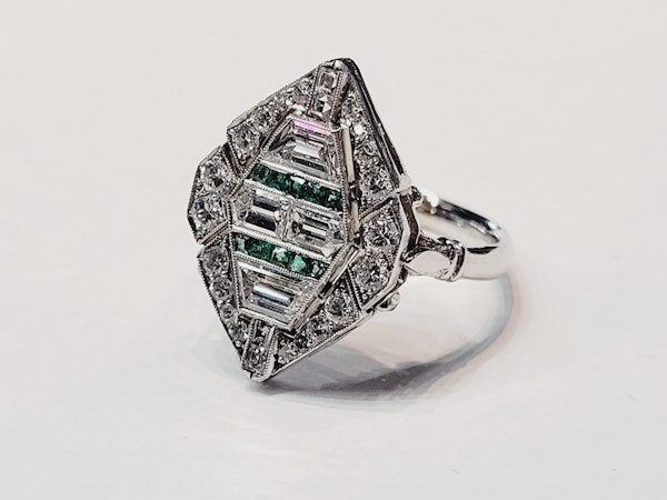 Super chic art deco diamond and emerald lozenge panel ring SKU: 5414  DBGEMS - image 4