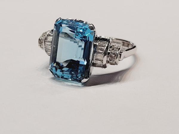 Art deco aquamarine and diamond dress ring SKU: 5415 DBGEMS - image 5