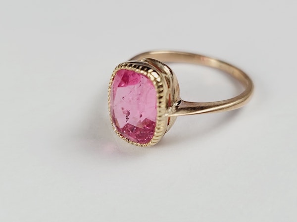 Bubble gum pink Arts and crafts tourmaline ring SKU: 5422  DBGEMS - image 4