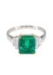 Fine emerald ring certificated ,Colombian ,2.50 carat with stepdown diamonds each side and mounted in plarinum - image 2