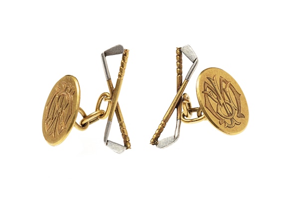 Engraved Golfing Cufflinks in 18 Carat Gold circa 1900 - image 4