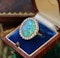 An Opal & DIamond Cluster Ring set in 14ct Yellow Gold & Silver, Continental, Circa 1905 - image 5