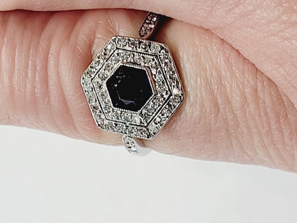 Rare hexagonal sapphire and diamond art deco engagement ring SKU: 5463 DBGEMS - image 2