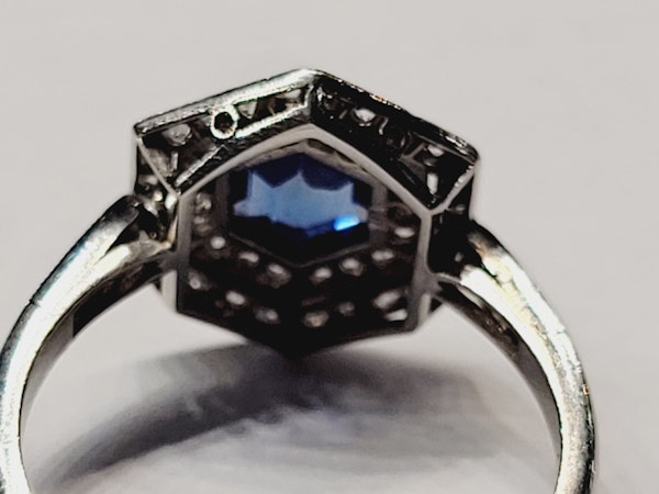 Rare hexagonal sapphire and diamond art deco engagement ring SKU: 5463 DBGEMS - image 4