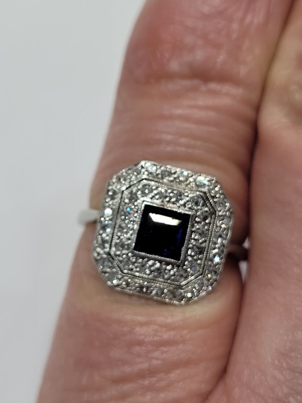 Art deco sapphire and diamond engagement ring SKU: 5461 DBGEMS - image 4