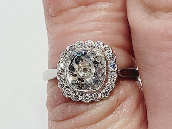 Antique cushion cut diamond halo engagement ring SKU: 5460 DBGEMS - image 2