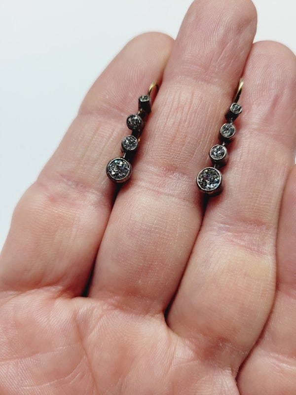 Pair of antique drop diamond earrings SKU: 5426 DBGEMS - image 2