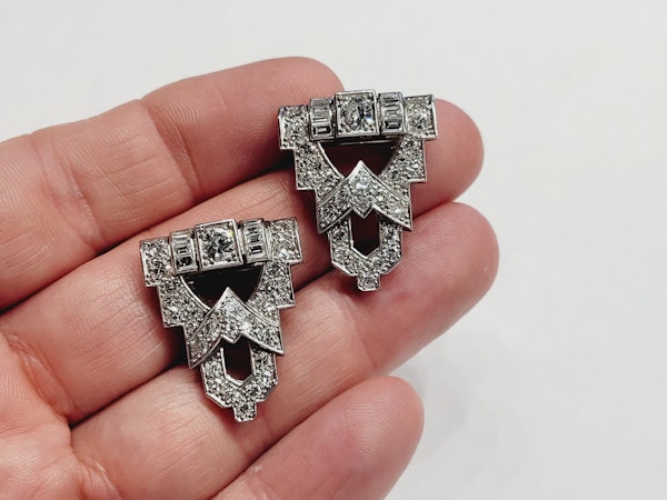 Art deco diamond double clip brooch SKU: 5471 DBGEMS - image 2