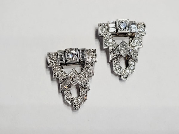 Art deco diamond double clip brooch SKU: 5471 DBGEMS - image 3
