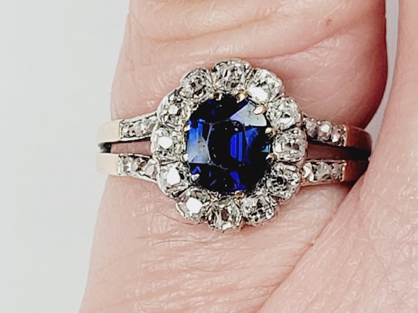 Antique French sapphire and diamond cluster ring SKU: 5467 DBGEMS - image 2