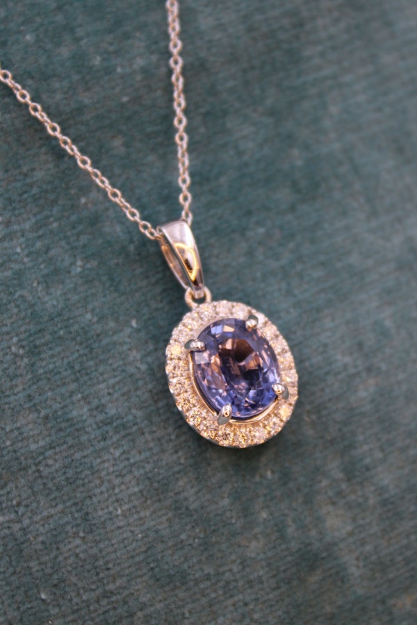 A Natural 2.20 Carat Sapphire and Diamond Pendant, English, Pre-owned - image 2
