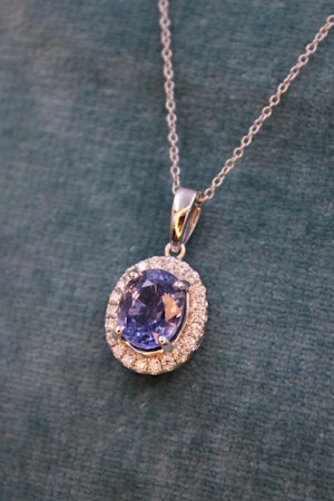 Downstairs at Grays: A Natural 2.20 Carat Sapphire and Diamond Pendant, English, Pre-owned
