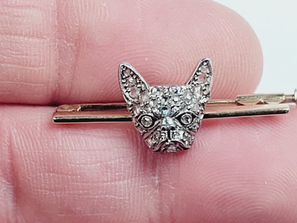 Antique French bull dog diamond pin SKU: 5482 DBGEMS - image 2