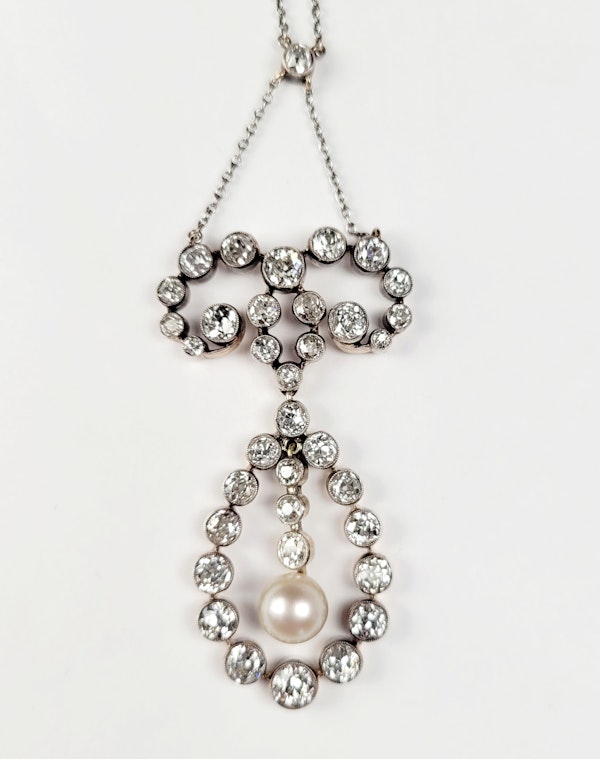 Antique natural pearl and diamond necklace SKU: 5441 DBGEMS - image 3