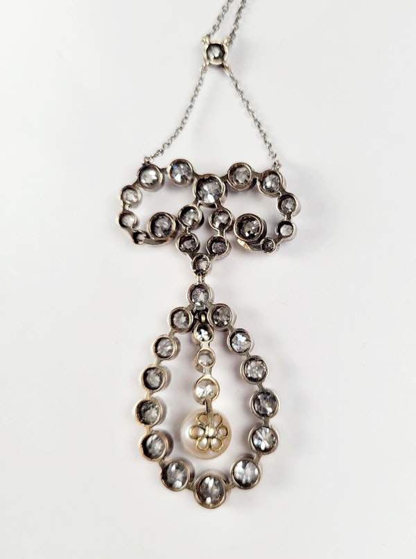 Antique natural pearl and diamond necklace SKU: 5441 DBGEMS - image 2