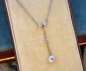 Downstairs at Grays: A 1.19ct Diamond "Knife Edge" Drop Pendant in 15ct Yellow Gold and Platinum tipped, English, Circa 1925