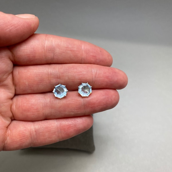 Blue Topaz Earrings in 18ct White Gold date circa 1970, SHAPIRO & Co since1979 - image 2