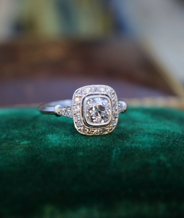 A very Beautiful, "Floating Style", 1.23 Carat Diamond & Platinum Engagement / Cluster Ring, Pre-owned. - image 3