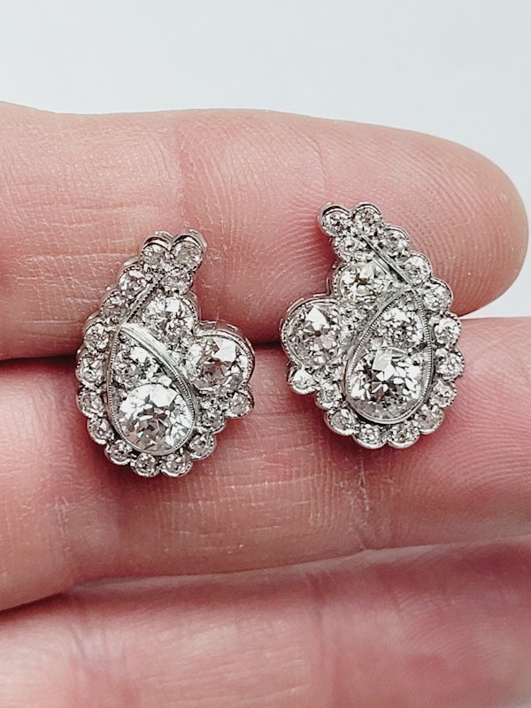 Art deco old mine cut diamond stud earrings SKU: 5571 DBGEMS - image 2