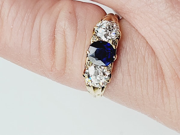 Fine antique sapphire and diamond engagement ring SKU: 5575 DBGEMS - image 2