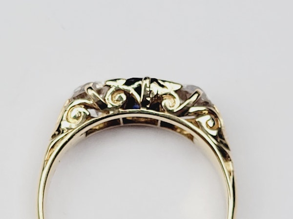 Fine antique sapphire and diamond engagement ring SKU: 5575 DBGEMS - image 3
