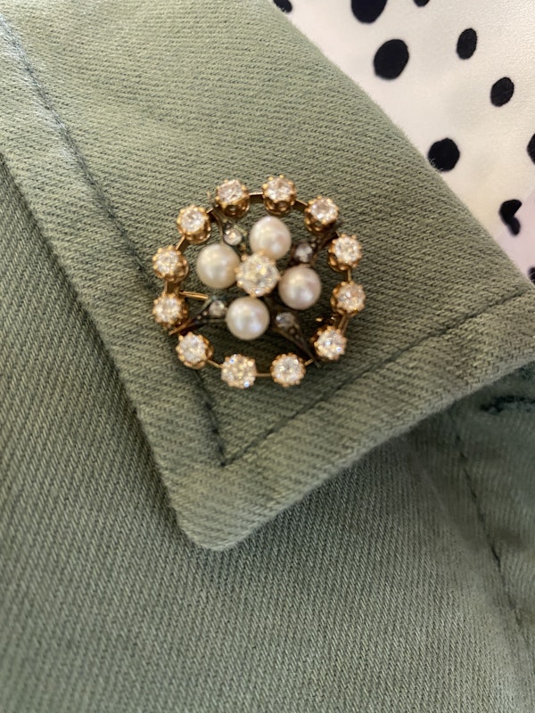 Antique Pearl and Diamond brooch - image 3