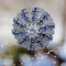 French Vintage Puffball Sapphire and Diamond Platinum Ring - image 5