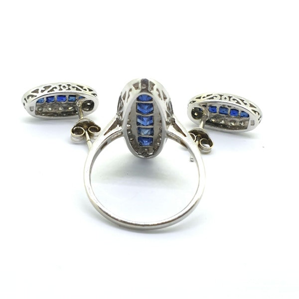 Vintage Sapphire & Diamond oval shaped ring and earring set @Finishing Touch - image 2