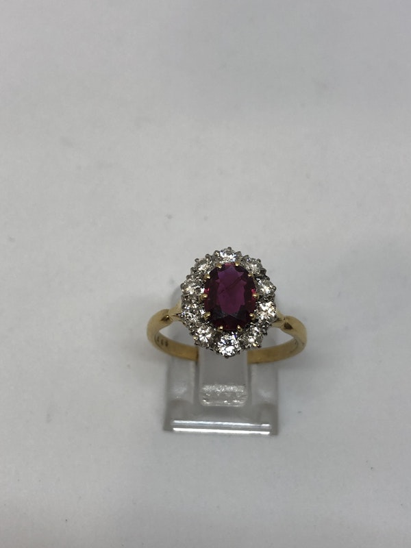 Vintage ruby diamond 18ct yellow gold ring - image 2
