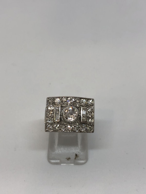 Art Deco French diamond platinum ring - image 3