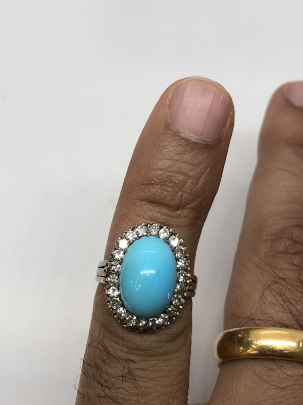 Vintage Persian Turquoise diamond ring - image 2