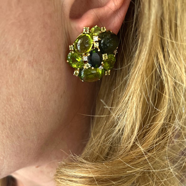 Tourmaline, Peridot And Diamond Earrings - image 5