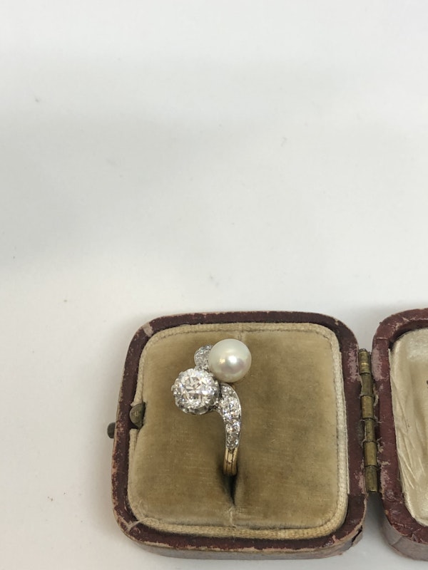 Edwardian diamond natural Pearl ring - image 3