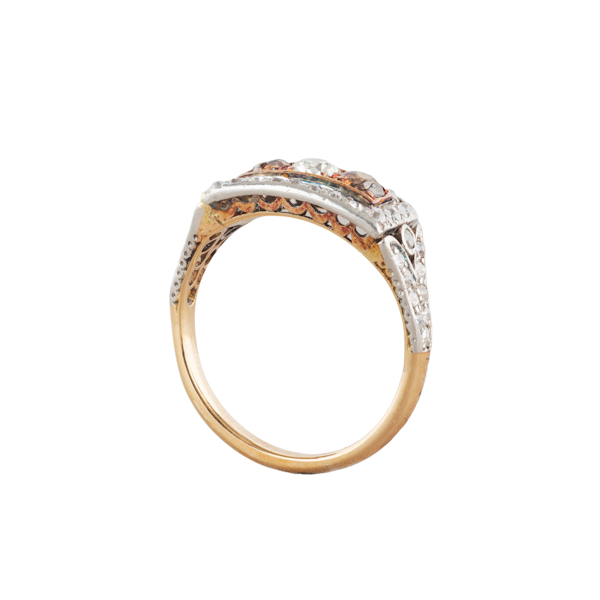 A Cognac Diamond Gold Ring - image 3