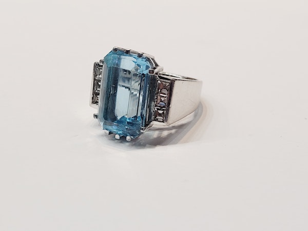Aquamarine and square diamond dress ring SKU: 5651 DBGEMS - image 2