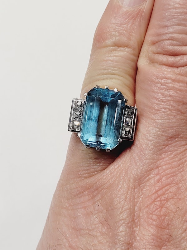 Aquamarine and square diamond dress ring SKU: 5651 DBGEMS - image 3