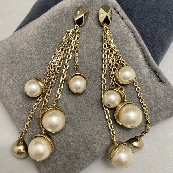 Christian Dior Earrings imitation Pearls in Gold Tone Metal date circa 2013, Lilly's Attic since 2001 - image 1