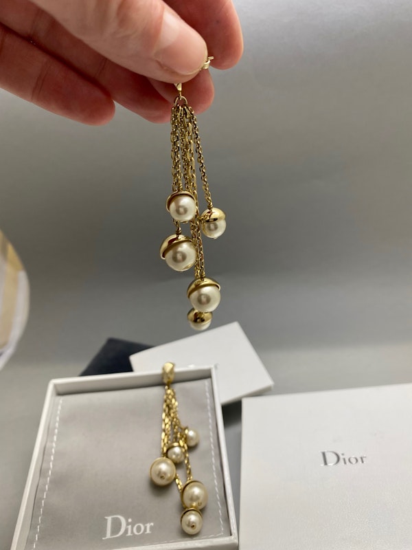 Christian Dior Earrings imitation Pearls in Gold Tone Metal date circa 2013, Lilly's Attic since 2001 - image 5
