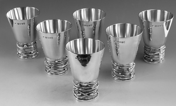 Sterling SILVER - Mid-Century Modern Graham Watling - Set of 6 Tumblers - image 2