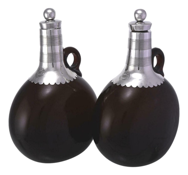 Silver - Hawksworth Eyre Whisky & Brandy Decanters Jugs Flasks - 1866 - image 2