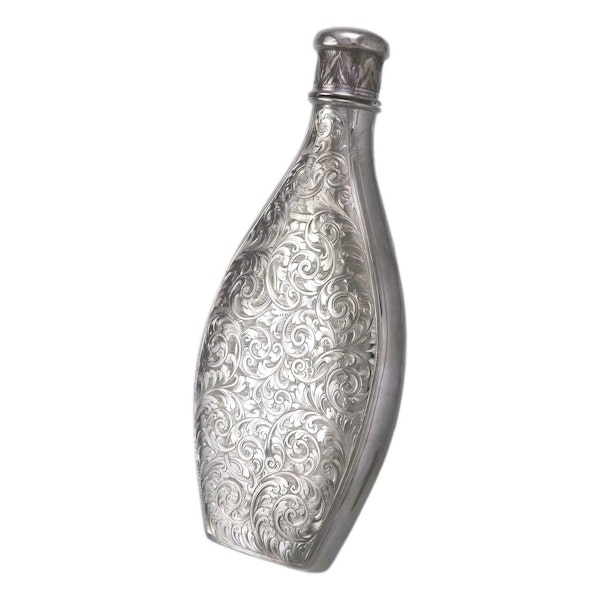 Solid Sterling Silver - Powder Shaped HIP FLASK - George Unite - 1859 - image 2