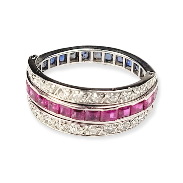 Art deco Sapphire, Ruby and diamond swivel eternity ring SKU: 5699 - image 3