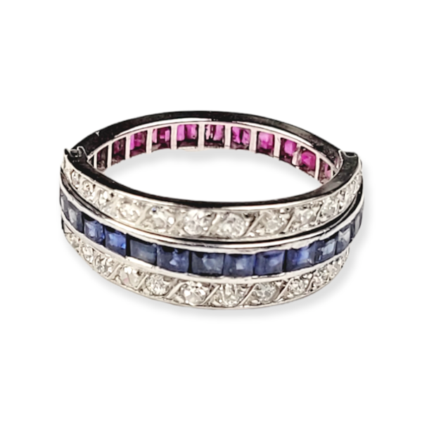 Art deco Sapphire, Ruby and diamond swivel eternity ring SKU: 5699 - image 4