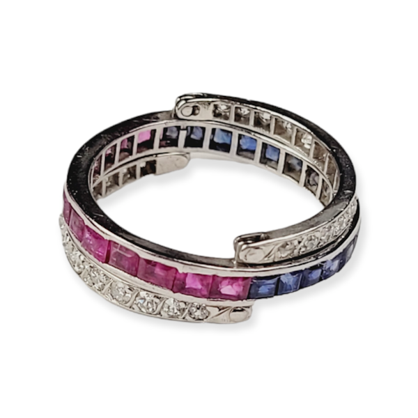 Art deco Sapphire, Ruby and diamond swivel eternity ring SKU: 5699 - image 2